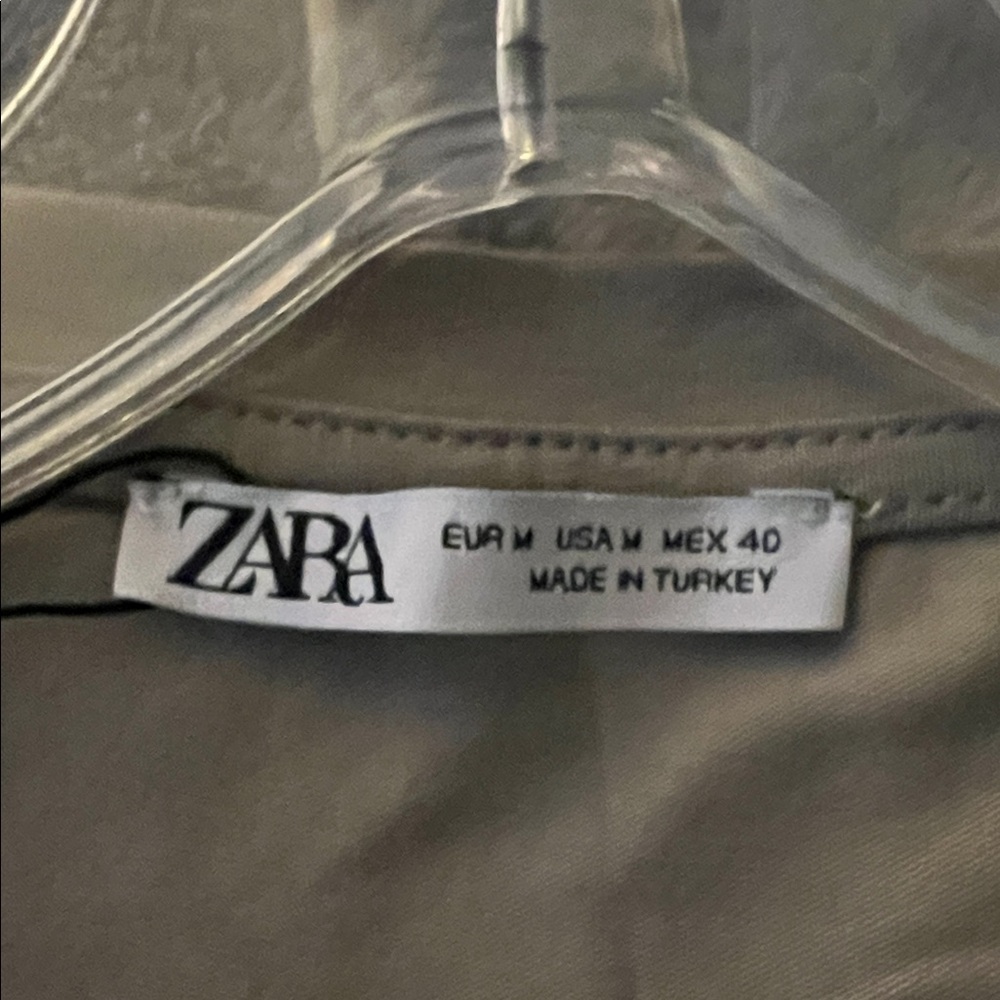 Zara Long Sleeve Crewneck Shirt in Taupe Green - Picture 2 of 3